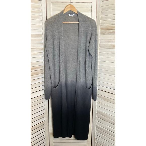 525 America 100% Cashmere Gray Marled Ombré Duster Open Cardigan S - Picture 1 of 10